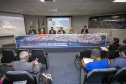 Nesta segunda-feira (22), o ministro Guilherme Caputo Bastos, do Tribunal Superior do Trabalho (TST), visitou a sede da Portos do Paraná, onde participou do II Seminário sobre Trabalho Portuário. Organizado pelo Órgão Gestor de Mão-de-Obra do Trabalhador Portuário Avulso (OGMO) de Paranaguá, o evento teve apoio da administração dos portos de Paranaguá e Antonina. - Paranaguá, 22/11/2021 - Foto: Claudio Neves/Portos do Paraná