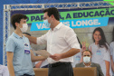 Governador do Paraná, Carlos Massa Ratinho Junior e o Secretario da Educação, Renato Feder participam do projeto Ganhando o Mundo. 