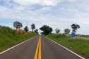 DER/PR executou serviços de sinalização horizontal e instalação de tachas refletivas em 11,43 km da PR-557, entre Diamante do Norte e o distrito de Adhemar de Barros - 