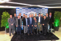 IPARDES ALex Adam SEPL Presidente Jorge Callado ao centro, com secere tario Guto Silva e ladeado de ex presidentes da instituicao