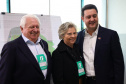 Lapa, 30 de junho de 2023 - O governador Carlos Massa Ratinho Jr., o vice-presidente Geraldo Alckimin e o presidemte do Grupo Potencial, Arnoldo Hammerschimidt lançam a pedra fundamental da esmagadora de soja para produção de biodiesel.