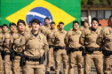 São José dos Pinhais, 11 de agosto de 2025 - A primeira dama do Paraná, Luciana Saito Massa, participa da formatura de Sargentos na Academia do Guatupê.