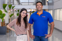 Copel abre inscrições para programa de bolsas a estudantes de Engenharia Elétrica. -  Programa Aluno Energia amplia vagas, reforça diversidade e mantém foco na redução da evasão na universidade - Na foto, Vanessa Golembioski e seu mentor o gerente do departamento de Projetos e Medição de Redes da Copel Distribuição, Rafael Radaskievicz. 