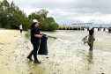 Mutirão da Portos do Paraná recolhe quase 200 kg de resíduos em manguezais