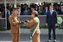 Governador Carlos Massa Ratinho Júnior participa da cerimônia de troca de comando da Polícia Militar do Paraná. O novo camandante-geral é o coronel Péricles de Matos. Ele substitui no cargo a coronel Audilene Dias Rocha. - Curitiba, 08/01/2019 - Foto: José Fernando Ogura/ANPr