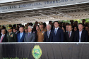 Governador Carlos Massa Ratinho Júnior participa da cerimônia de troca de comando da Polícia Militar do Paraná. O novo camandante-geral é o coronel Péricles de Matos. Ele substitui no cargo a coronel Audilene Dias Rocha. - Curitiba, 08/01/2019 - Foto: José Fernando Ogura/ANPr