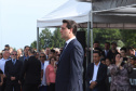 Governador Carlos Massa Ratinho Júnior participa da cerimônia de troca de comando da Polícia Militar do Paraná. O novo camandante-geral é o coronel Péricles de Matos. Ele substitui no cargo a coronel Audilene Dias Rocha. - Curitiba, 08/01/2019 - Foto: Rodrigo Félix Leal