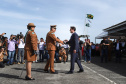 Governador Carlos Massa Ratinho Júnior participa da cerimônia de troca de comando da Polícia Militar do Paraná. O novo camandante-geral é o coronel Péricles de Matos. Ele substitui no cargo a coronel Audilene Dias Rocha. - Curitiba, 08/01/2019 - Foto: Rodrigo Félix Leal