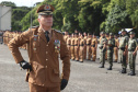 Governador Carlos Massa Ratinho Júnior participa da cerimônia de troca de comando da Polícia Militar do Paraná. O novo camandante-geral é o coronel Péricles de Matos. Ele substitui no cargo a coronel Audilene Dias Rocha. - Curitiba, 08/01/2019 - Foto: Rodrigo Félix Leal