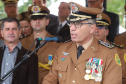 Governador Carlos Massa Ratinho Júnior participa da cerimônia de troca de comando da Polícia Militar do Paraná. O novo camandante-geral é o coronel Péricles de Matos. Ele substitui no cargo a coronel Audilene Dias Rocha. - Curitiba, 08/01/2019 - Foto: Rodrigo Félix Leal