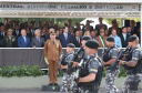 Governador Carlos Massa Ratinho Júnior participa da cerimônia de troca de comando da Polícia Militar do Paraná. O novo camandante-geral é o coronel Péricles de Matos. Ele substitui no cargo a coronel Audilene Dias Rocha. - Curitiba, 08/01/2019 - Foto: Rodrigo Félix Leal