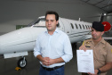 O governador Carlos Massa Ratinho Junior entregou nesta quinta-feira (17) a aeronave que ficava à disposição do poder executivo e ficava baseada em um hangar no Aeroporto do Bacacheri. O término do uso do avião vai gerar uma economia de R$ 4,5 milhões por ano aos cofres públicos. - Curitiba, 17/01/2019 - Foto: Rodrigo Félix Leal