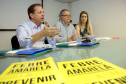 Coletiva de imprensa sobre o enfrentamento da febre amarela no Paraná. Na foto, e/d: Nestor Werner, diretor geral da Secretaria estadual da Saúde; João Crivelaro, da Superintendência em Vigilância à Saúde e Monique Costa, da Superintendência de Atenção à Saúde. - Curitiba, 30/01/2019 - Foto: Jaelson Lucas/anpr