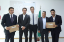 Governador Carlos Massa Ratinho Júnior durante reunião com o secretário nacional da Aviação Civil, Ronei Saggioro Glanzmann. No encontro, foi confirmado o investimento de R$ 35 milhões em infraestrutura do Aeroporto Municipal de Ponta Grossa.  O prefeito de Ponta Grossa, Marcelo Rangel, e o secretário de Estado da Infraestrutura e Logística, Sandro Alex, participaram da reunião. - Brasília, 12/02/2019  -  Foto: Rodrigo Félix Leal