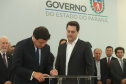 Governador Carlos Massa Ratinho Júnior dá posse ao secretário de Estado da Infrestrurura e Logística, Sandro Alex, e ao diretor do Departamento de Estradas e Rodagem (DER), João Alfredo zampieri - Curitiba, 13/02/2019 - Foto: Rodrigo Félix Leal/ANPr