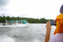 O passeio turístico inaugural da rota de Capanema sobre o Parque Nacional do Iguaçu, no Sudoeste do Paraná, aconteceu nesta sexta-feira (15). Nos mesmos moldes do trecho embaixo das cataratas de Foz do Iguaçu, a operação nesse outro ponto do rio permitirá a exploração do ecoturismo sobre diversas ilhas, trilhas e cachoeiras que compõem o ecossistema local.  -  Capanema, 15/02/2019  - Foto: Jaelson Lucas/ANPr