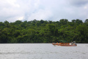 O passeio turístico inaugural da rota de Capanema sobre o Parque Nacional do Iguaçu, no Sudoeste do Paraná, aconteceu nesta sexta-feira (15). Nos mesmos moldes do trecho embaixo das cataratas de Foz do Iguaçu, a operação nesse outro ponto do rio permitirá a exploração do ecoturismo sobre diversas ilhas, trilhas e cachoeiras que compõem o ecossistema local.  -  Capanema, 15/02/2019  - Foto: Jaelson Lucas/ANPr