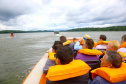 O passeio turístico inaugural da rota de Capanema sobre o Parque Nacional do Iguaçu, no Sudoeste do Paraná, aconteceu nesta sexta-feira (15). Nos mesmos moldes do trecho embaixo das cataratas de Foz do Iguaçu, a operação nesse outro ponto do rio permitirá a exploração do ecoturismo sobre diversas ilhas, trilhas e cachoeiras que compõem o ecossistema local.  -  Capanema, 15/02/2019  - Foto: Jaelson Lucas/ANPr