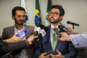 Paranaguá é o primeiro porto brasileiro visitado pela nova equipe da Secretaria Nacional de Portos (SNP), órgão vinculado ao Ministério da Infraestrutura, responsável pela gestão dos complexos marítimos do país. Na foto, o secretário Diogo Piloni e o diretor-presidente dos Portos do Paraná, Luiz Fernando Garcia Foto: Claudio Neves/APPA