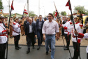 O governador Carlos Massa Ratinho Junior lançou nesta sexta-feira (17) o programa Escola Segura em Londrina, no Norte do Paraná. O colégio estadual Olympia Morais Tormenta, onde aconteceu a solenidade, e outras 17 escolas estaduais do município contam agora com policiais militares que atuarão diariamente para reforçar a segurança no período de aulas. Foto: José Fernando Ogura/ANPr