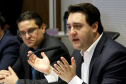 O governador Carlos Massa Ratinho Junior recebeu nesta segunda-feira (20), no Palácio Iguaçu, os prefeitos da região do extremo Noroeste do Paraná, municípios que integram o Consórcio Intermunicipal da APA Federal do Noroeste do Paraná (Comafen). Foto: Jaelson Lucas/ANPr