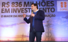 O governador Carlos Massa Ratinho Junior e o presidente da Copel, Daniel Pimentel Slaviero, anunciam nesta sexta-feira (24) os investimentos da Companhia na região Oeste do Paraná para os próximos três anos. Foto: Rodrigo Felix Leal/ANPr