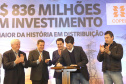 O governador Carlos Massa Ratinho Junior e o presidente da Copel, Daniel Pimentel Slaviero, anunciaram nesta sexta-feira (24) os investimentos da Companhia na região Oeste do Paraná para os próximos três anos. Foto: Jaelson Lucas/ANPr