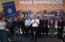 O Grupo Madero confirmou nesta quarta-feira (29), em cerimônia no Palácio Iguaçu, investimentos de R$ 600 milhões na ampliação das operações da empresa em Ponta Grossa, na região dos Campos Gerais. O anúncio foi feito pelo presidente do Grupo, Júnior Durski, ao lado do governador Carlos Massa Ratinho Junior e do apresentador Luciano Huck, sócio do empreendimento.  -  Curitiba, 29/05/2019  -  Foto: Rodrigo Félix Leal/ANPr