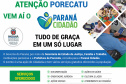 O Paraná Cidadão chega nesta semana ao município de Porecatu, no Norte Pioneiro. A feira de serviços oferece nesta quarta, quinta e sexta-feira (05, 06 e 07), ações de cidadania, de defesa de direitos e inclusão social.  -  Foto/Arte: Divulgação SEJUF