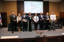 Painel 1: Instrumento Do Compliance Na Administração Pública com AndreaStrapasson,  Marcos Turbay, Phillip Gil França  e Rodrigo Pironti  durante I Simpósio de Combate à Corrupção na Administração Pública na Sede da OAB em Curitiba.  Curitiba, 14/06/2019 -  Foto: Geraldo Bubniak/ANPr