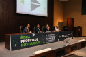 Painel 1: Instrumento Do Compliance Na Administração Pública com AndreaStrapasson,  Marcos Turbay, Phillip Gil França  e Rodrigo Pironti  durante I Simpósio de Combate à Corrupção na Administração Pública na Sede da OAB em Curitiba.  Curitiba, 14/06/2019 -  Foto: Geraldo Bubniak/ANPr