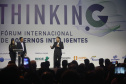 O governador Carlos Massa Ratinho Junior lançou nesta quinta-feira (27), em Foz do Iguaçu, durante o fórum internacional de inovação ThinkinG, o Paraná Inteligência Artificial (PIÁ). É o primeiro programa de inteligência artificial do Brasil focado na prestação de serviços à população.  Foto: Jaelson Lucas/ANPr