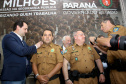 O governador Carlos Massa Ratinho Junior assina  promoções e progressões das Forças de Segurança Pública. Foto: Jaelson Lucas/ANPr