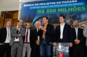 O governador Carlos Massa Ratinho Junior lançou nesta segunda-feira (26), no Palácio Iguaçu, um banco de projetos executivos de R$ 350 milhões para viabilizar e agilizar obras de reestruturação de rodovias, ferrovias e da segurança pública. 