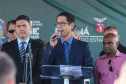 O governador Carlos Massa Ratinho Junior participa  nesta sexta-feira (30)  do projeto Em Frente Brasil - Programa Nacional de Enfrentamento à Criminalidade Violenta, criado pelo Ministério da Justiça e Segurança Pública no Parque São José em São José dos Pinhais.  Em discurso o  Secretario de Segurança Pública do Paraná, coronel Romulo Marinho. 30/08/2019 -Foto: Geraldo Bubniak/AEN