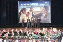O governador Carlos Massa Ratinho Junior lançou nesta quarta-feira (11), em Curitiba, o programa Educa Juntos, iniciativa da Secretaria de Estado da Educação e do Esporte para apoiar os municípios e melhorar os índices de aprendizagem e alfabetização dos estudantes paranaenses desde a educação infantil. Foto: Gilson Abreu/AEN