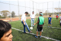 O governador Carlos Massa Ratinho Junior inaugura nesta quinta-feira (12), o Meu Campinho de Santa Cruz de Monte Castelo, no Noroeste do Paraná. Programa da Secretaria de Estado do Desenvolvimento Urbano e Obras Públicas, o Meu Campinho grama sintética, iluminação e segurança para a prática esportiva e de recreação de crianças e adolescentes, em horários em que não estão na escola. Santa Cruz do Monte Castelo, 12/09/2019 - Foto: Geraldo Bubniak/AEN