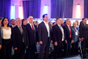 O governador Carlos Massa Ratinho Junior participa da abertura do 25º Congresso de Radiodifusão. Participaram da solenidade: secretários:  vice-prefeito de Curitiba, Eduardo Pimentel; de Comunicação e Cultura, Hudson José; de Infraestrutura e Logística, Sandro Alex; presidente da Copel, Daniel Slaviero; presidente da Associação das Emissoras de Radiodifusão do Paraná - AERP, Alexandre Barros; entre outros.Curitiba, 18-09-19.Foto: Arnaldo Alves / AEN.