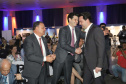O governador Carlos Massa Ratinho Junior participa da abertura do 25º Congresso de Radiodifusão. Participaram da solenidade: secretários:  vice-prefeito de Curitiba, Eduardo Pimentel; de Comunicação e Cultura, Hudson José; de Infraestrutura e Logística, Sandro Alex; presidente da Copel, Daniel Slaviero; presidente da Associação das Emissoras de Radiodifusão do Paraná - AERP, Alexandre Barros; entre outros.Curitiba, 18-09-19.Foto: Arnaldo Alves / AEN.