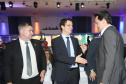 O governador Carlos Massa Ratinho Junior participa da abertura do 25º Congresso de Radiodifusão. Participaram da solenidade: secretários:  vice-prefeito de Curitiba, Eduardo Pimentel; de Comunicação e Cultura, Hudson José; de Infraestrutura e Logística, Sandro Alex; presidente da Copel, Daniel Slaviero; presidente da Associação das Emissoras de Radiodifusão do Paraná - AERP, Alexandre Barros; entre outros.Curitiba, 18-09-19.Foto: Arnaldo Alves / AEN.