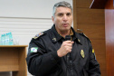 Curitiba, 23 de setembro de 2019. Aula inaugural Curso de Operações táticas Verticais. Foto: discurso do Comandante Geral Pericles de Matos.