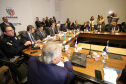 O governador Carlos Massa Ratinho Junior e o ministro da Justiça Sergio Moro, participaram da Encontro do Conselho Nacional de Secretários de Estado da Justiça, Cidadania, Direitos Humanos e Administração Penitenciária. Participaram: os secretários: de Segurança Pública, cel. Romulo Marinho Soares; entre outros.Curitiba, 04-10-19.Foto: Arnaldo Alves / AEN.