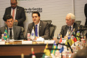 O governador Carlos Massa Ratinho Junior e o ministro da Justiça Sergio Moro, participaram da Encontro do Conselho Nacional de Secretários de Estado da Justiça, Cidadania, Direitos Humanos e Administração Penitenciária. Participaram: os secretários: de Segurança Pública, cel. Romulo Marinho Soares; entre outros.Curitiba, 04-10-19.Foto: Arnaldo Alves / AEN.