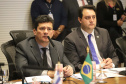 O governador Carlos Massa Ratinho Junior e o ministro da Justiça Sergio Moro, participaram da Encontro do Conselho Nacional de Secretários de Estado da Justiça, Cidadania, Direitos Humanos e Administração Penitenciária. Participaram: os secretários: de Segurança Pública, cel. Romulo Marinho Soares; entre outros.Curitiba, 04-10-19.Foto: Arnaldo Alves / AEN.