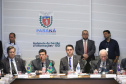 O governador Carlos Massa Ratinho Junior e o ministro da Justiça Sergio Moro, participaram da Encontro do Conselho Nacional de Secretários de Estado da Justiça, Cidadania, Direitos Humanos e Administração Penitenciária. Participaram: os secretários: de Segurança Pública, cel. Romulo Marinho Soares; entre outros.Curitiba, 04-10-19.Foto: Arnaldo Alves / AEN.