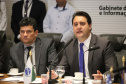 O governador Carlos Massa Ratinho Junior e o ministro da Justiça Sergio Moro, participaram da Encontro do Conselho Nacional de Secretários de Estado da Justiça, Cidadania, Direitos Humanos e Administração Penitenciária. Participaram: os secretários: de Segurança Pública, cel. Romulo Marinho Soares; entre outros.Curitiba, 04-10-19.Foto: Arnaldo Alves / AEN.