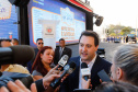 O governador Carlos Massa Ratinho Junior lança nesta quarta-feira (09) o projeto Cinema na Praça, que beneficiará cidades com até dez mil habitantes que não têm cinemas de rua ou em centros comerciais, no Palácio Iguaçu, em Curitiba.  09/10/2019 