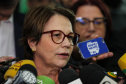 O governador Carlos Massa Ratinho Junior e a ministra da Agricultura, Pecuária e Abastecimento, Tereza Cristina, anunciam nesta terça-feira (15),  no Palácio Iguaçu, em Curitiba, a suspensão das campanhas de vacinação contra febre aftosa em rebanhos bovinos e de bufalinos no Paraná.  Curitiba, 14/10/2019 - Foto: Geraldo Bubniak/AEN