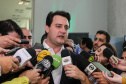 O governador Carlos Massa Ratinho Junior e a ministra da Agricultura, Pecuária e Abastecimento, Tereza Cristina, anunciam nesta terça-feira (15),  no Palácio Iguaçu, em Curitiba, a suspensão das campanhas de vacinação contra febre aftosa em rebanhos bovinos e de bufalinos no Paraná.  Curitiba, 14/10/2019 - Foto: Geraldo Bubniak/AEN