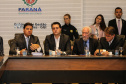 O governador Carlos Massa Ratinho Junior e o secretário de Infraestrutura e Logística, Sandro Alex, divulgam nesta segunda-feira (09),  no Palácio Iguaçu, as obras aprovadas pelo Governo do Estado que serão realizadas com os recursos do acordo de leniência firmado pela empresa Ecorodovias, que controla as concessionárias Ecovia e Ecocataratas, e Ministério Público Federal (MPF).    Curitiba, 09/12/2019 - Foto: Geraldo Bubniak/AEN